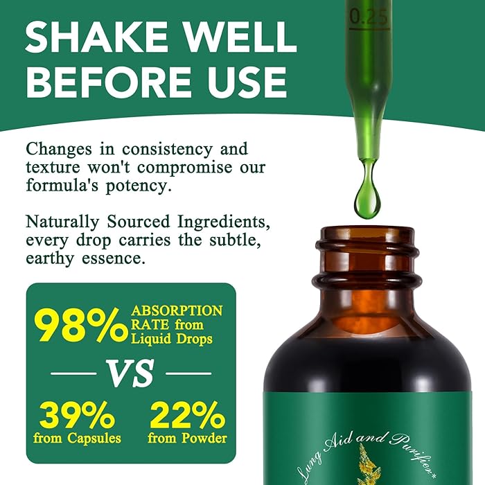 Mullein Drops Breathe Ease Lung Vitality Elixir, Mullein Leaf Liquid Extract Supplement, Vegetarian Healthy Lifestyle