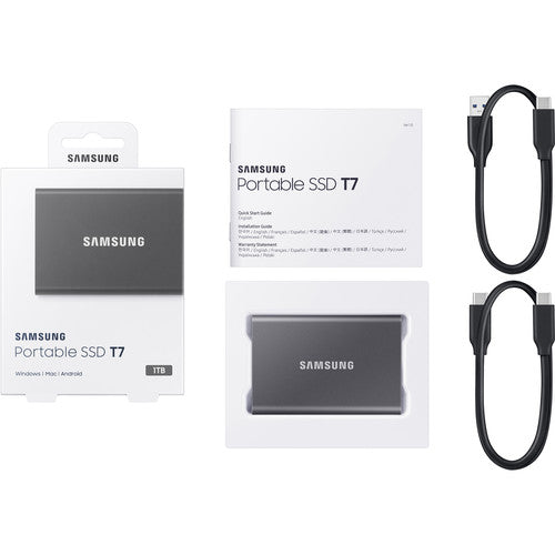 Samsung Portable SSD T7 Portable SSD  1TB - Up to 1050 MB/s - USB 3.2 Gen 2 External Solid State Drive,