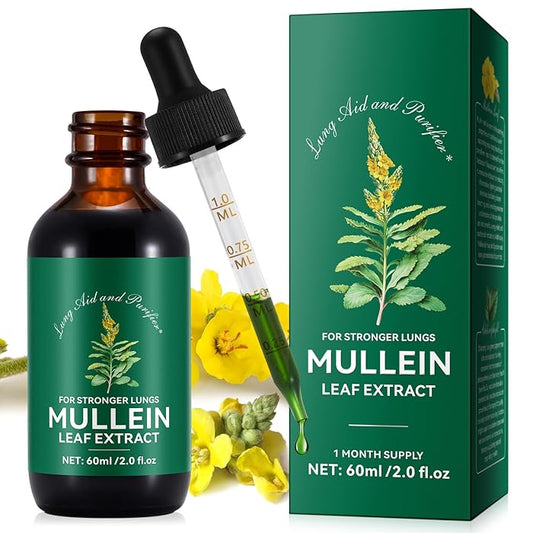 Mullein Drops Breathe Ease Lung Vitality Elixir, Mullein Leaf Liquid Extract Supplement, Vegetarian Healthy Lifestyle