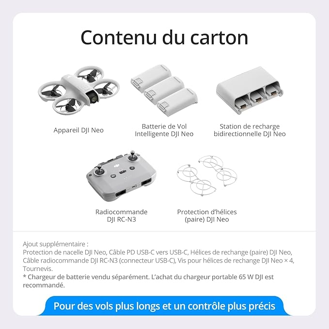 DJI Neo Drone Fly More Combo, Mini Drone with 4K UHD Camera for Adults ,  Under 249 g, 3-Axis Gimbal Stabilization, 10km Video Transmission, Auto Return & More features