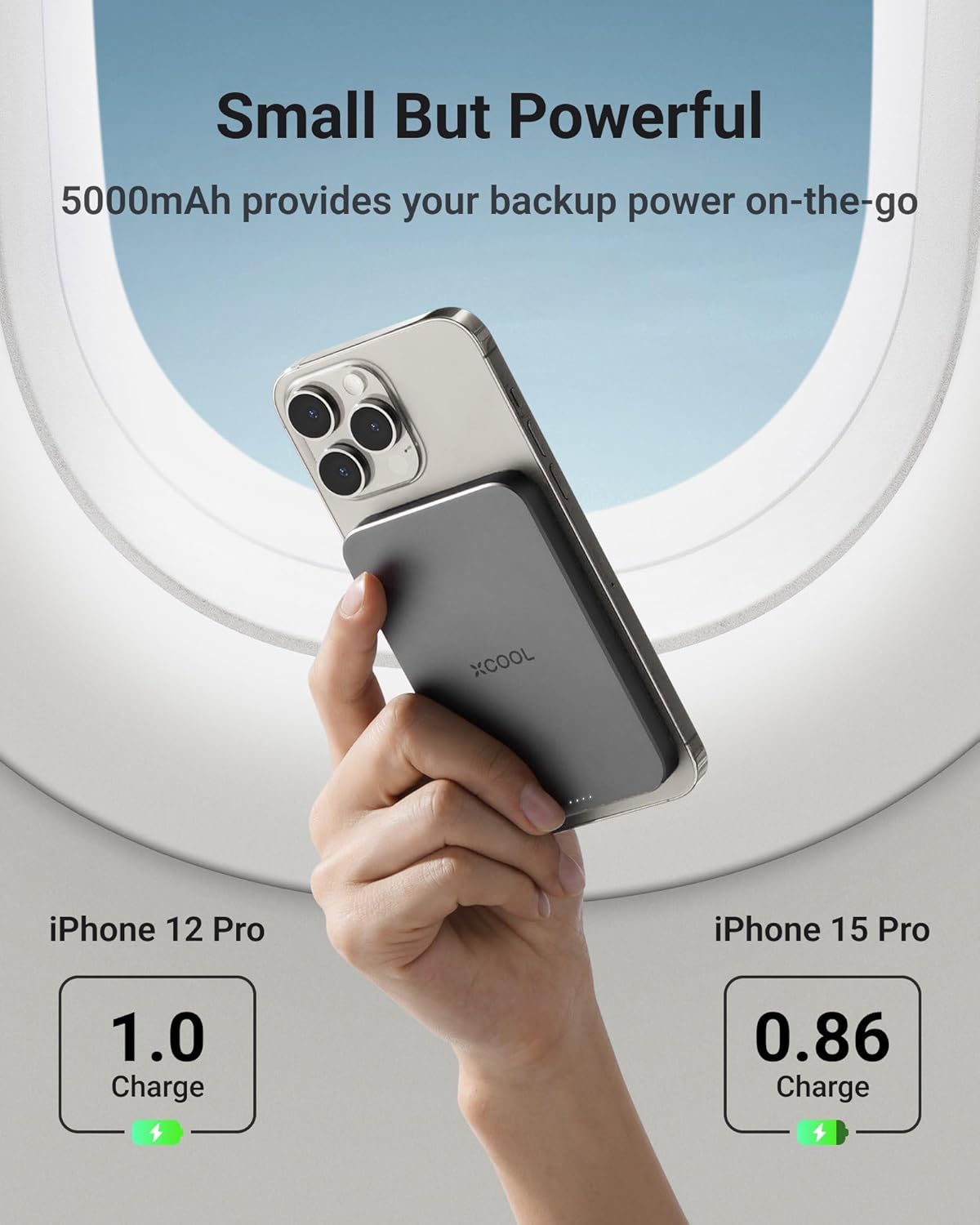 X-Cool Magnetic Phone Charger, 10000 mAh Ultra-Slim Magnetic Power Bank, Magnetic Portable Charger with USB-C Cable