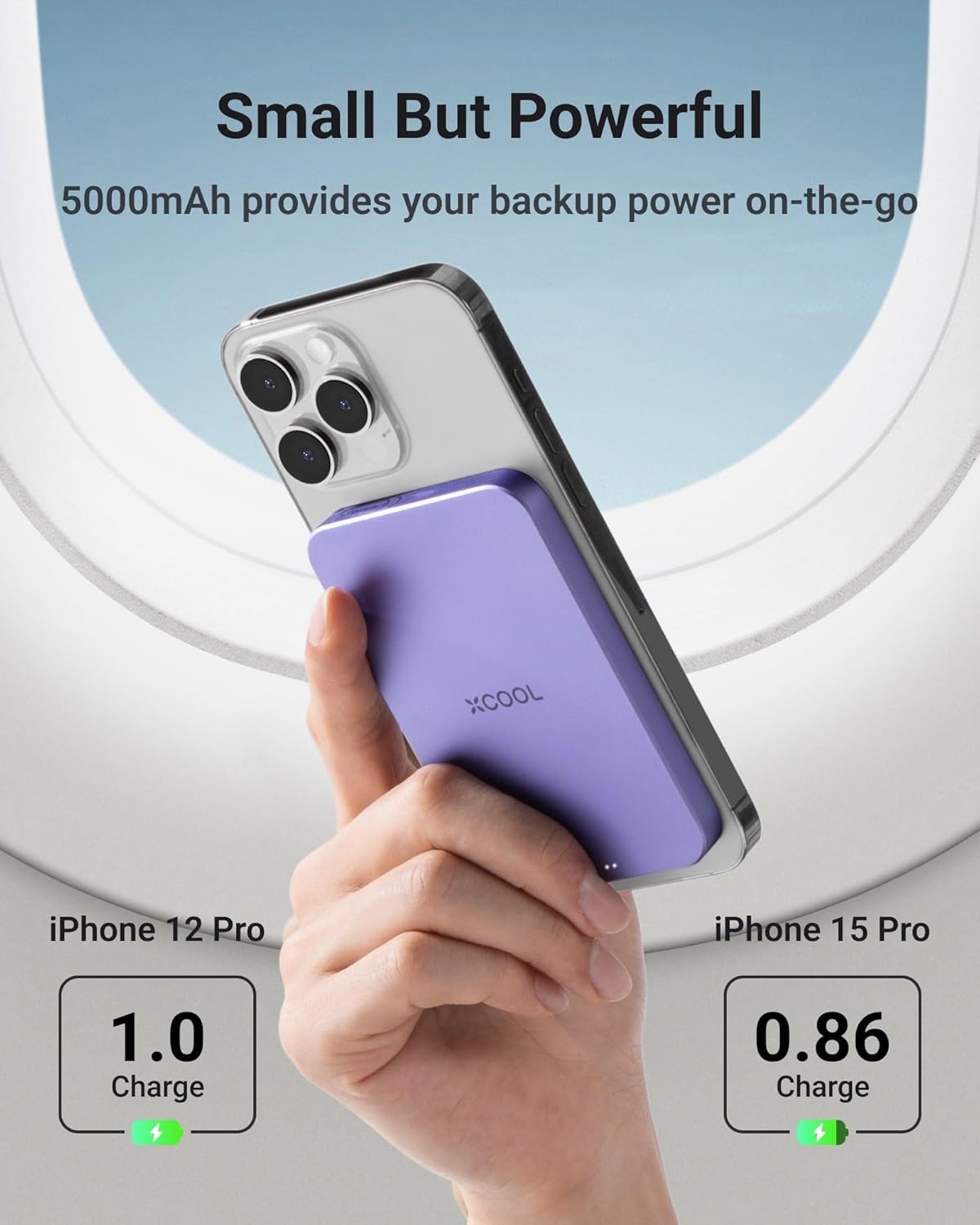 X-Cool Magnetic Phone Charger, 10000 mAh Ultra-Slim Magnetic Power Bank, Magnetic Portable Charger with USB-C Cable