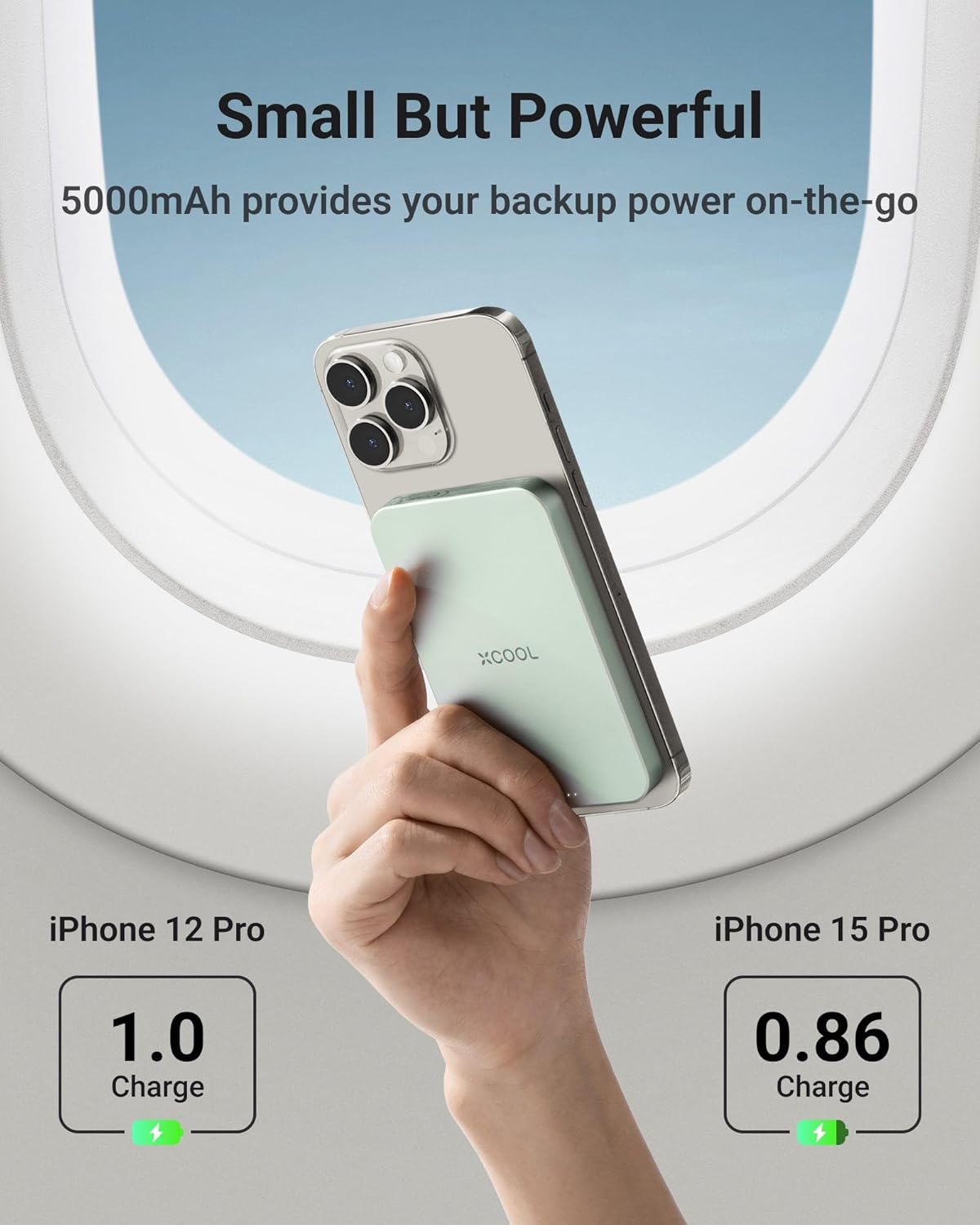 X-Cool Magnetic Phone Charger, 10000 mAh Ultra-Slim Magnetic Power Bank, Magnetic Portable Charger with USB-C Cable