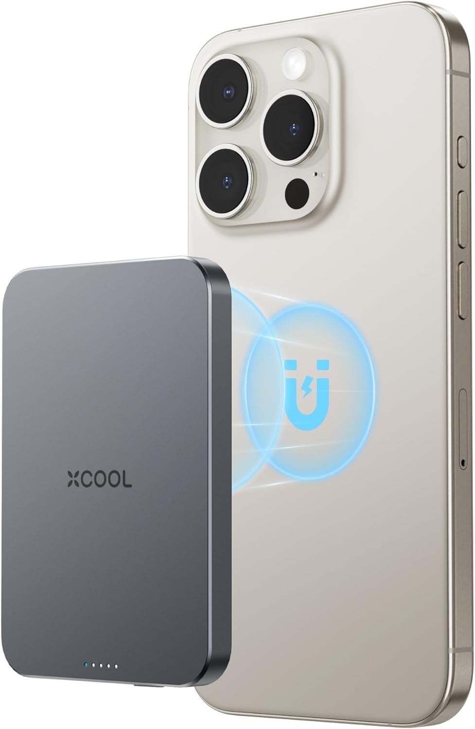 X-Cool Magnetic Phone Charger, 10000 mAh Ultra-Slim Magnetic Power Bank, Magnetic Portable Charger with USB-C Cable