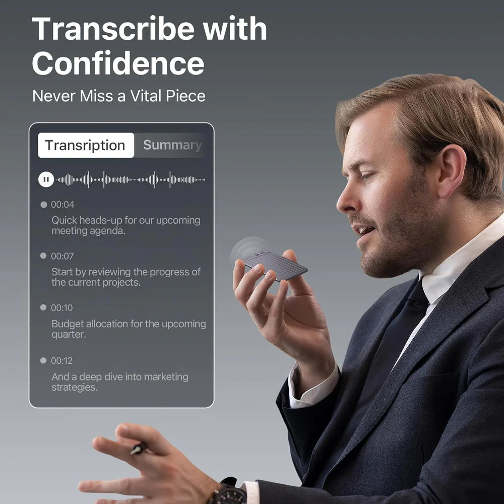 AI Voice Recorder NOTE Ploud , Voice Recorder w/Case, App Control, Audio Recorder with Transcribe & Summarize Empowered by Chat GPT