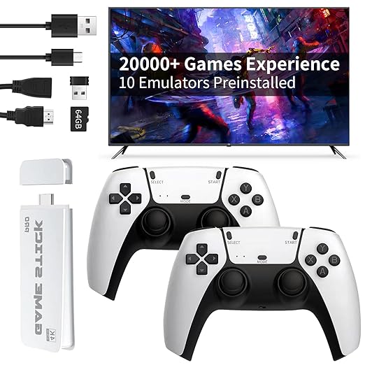 Retro Game Stick, Wireless Retro Game Console, Game Stick With Built-in 20000+ Classic Edition [M22]