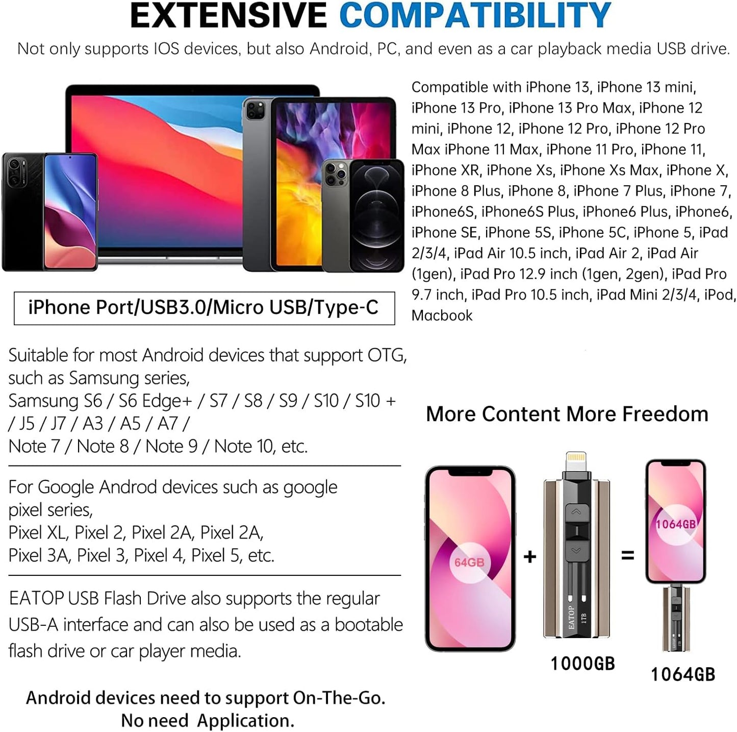 Portable Storage Compact USB C & Lighting - Port Flash Drive