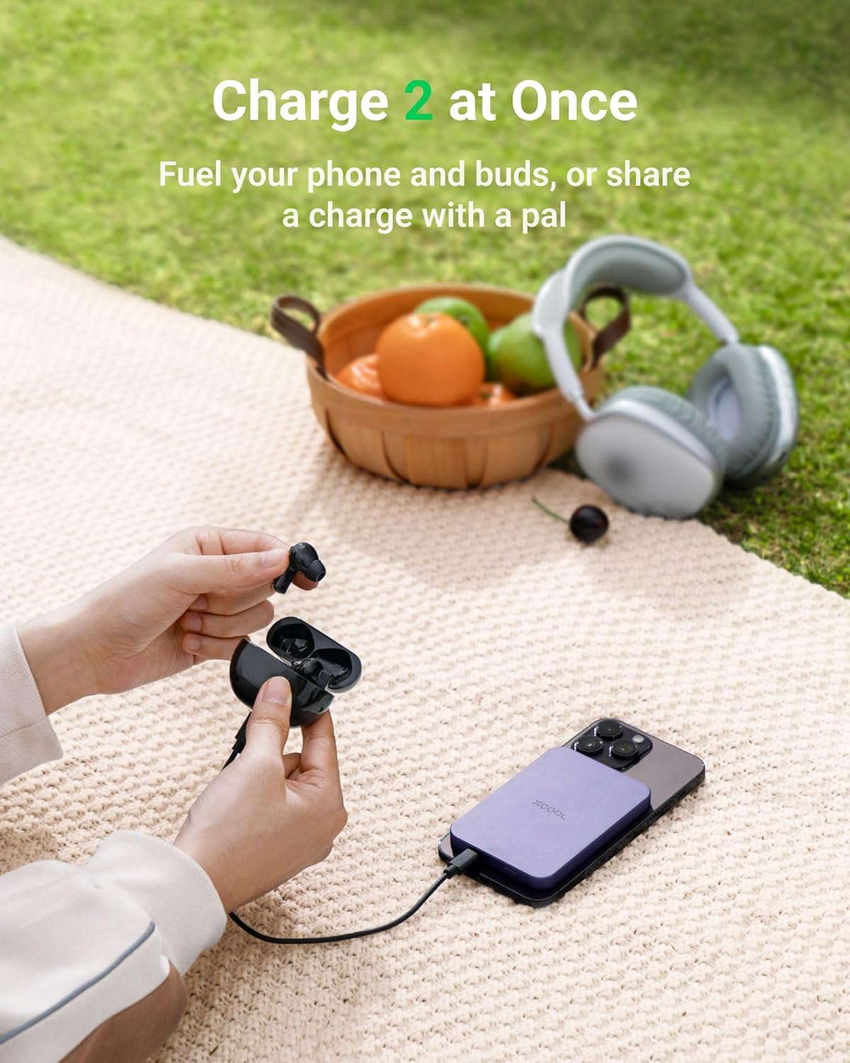 X-Cool Magnetic Phone Charger, 10000 mAh Ultra-Slim Magnetic Power Bank, Magnetic Portable Charger with USB-C Cable