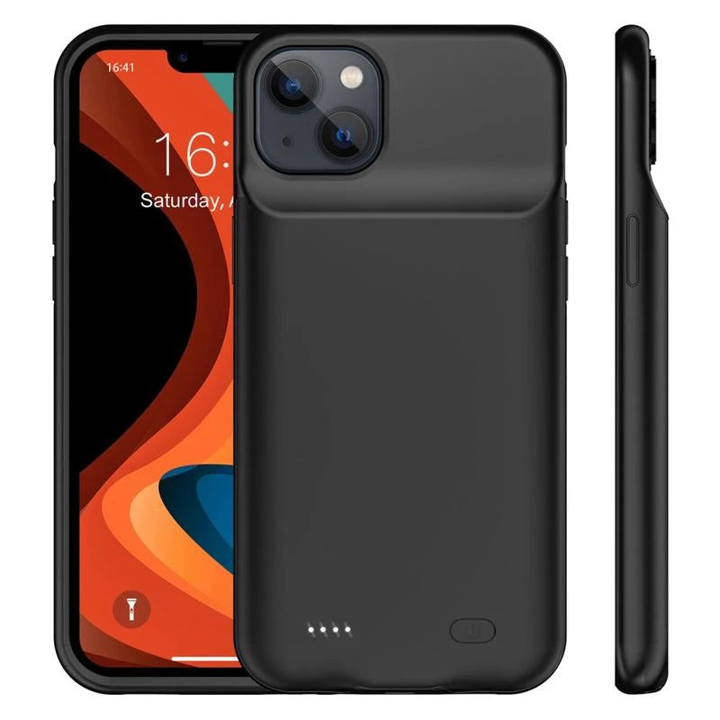 Power Bank Cover For iPhone 14 13 12 Pro Max 13 Pro 13 Mini 14Plus External Battery Cases Portable Charger Powerbank Case